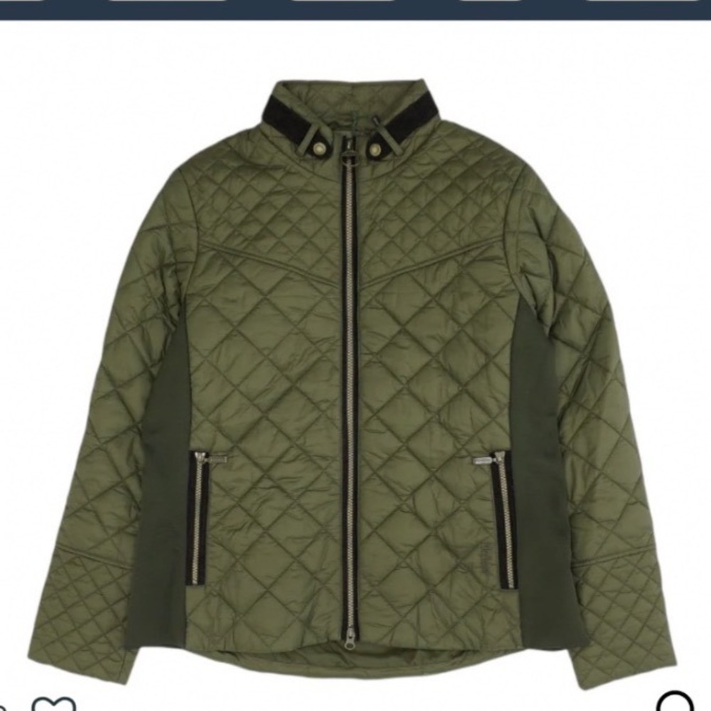 Barbour Olive Green Grassmere Quilted Jacket Women USA‎ Size 12 NWT